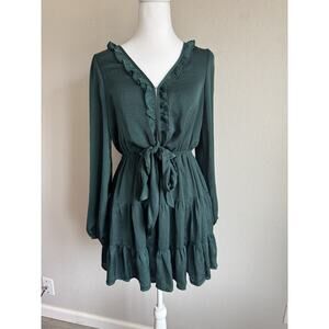 Princess Polly Emerald Green Tied Top Tiered Mini Dress Women 6 Preppy Whimsical